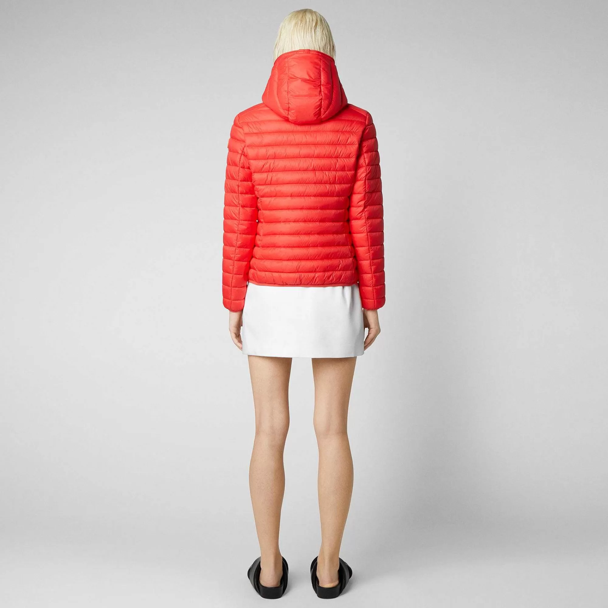 Piumini Animal-Free^Save The Duck Piumino Animal Free Con Cappuccio Donna Daisy Rosso Acceso